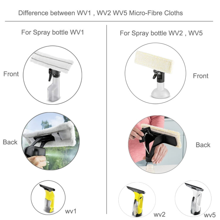 For Karcher WV1 WV2 WV5 Window Cleaner Spray Bottle Microfiber Cloth Mop, For Karcher WV1 Yellow, For Karcher WV1 Gray, For Karcher WV1 White Gray