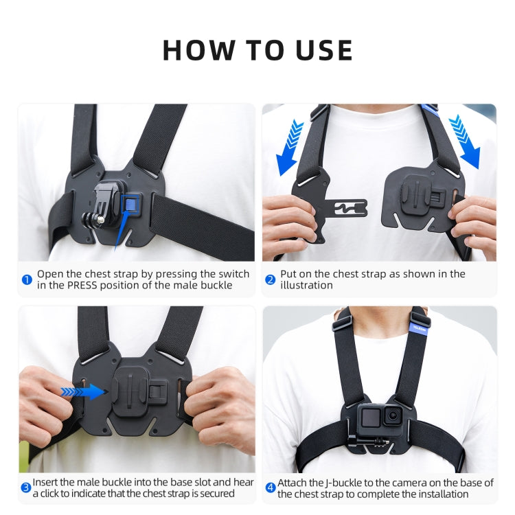 TELESIN Chest Strap Mount Waistcoat Belt Mount For Action Camera, GP-UCS-001