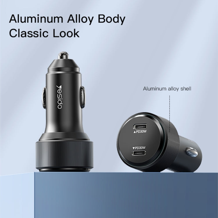 Yesido Y48 60W Car Fast Charger Aluminum Aluminum Double Type-C/USB-C Port Car Charger