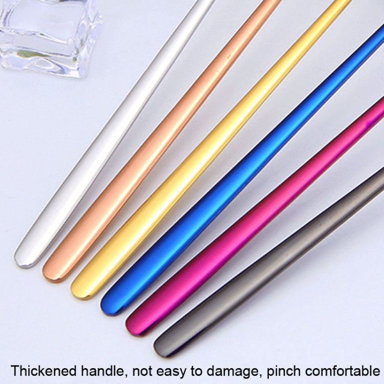 15cm 304 Stainless Steel Spoon Coffee Square Head Spoon Long Handle Mixing Spoon, Stainless Steel Color, Titanium Gold, Rose Gold, Titanium Black, Blue, Purple