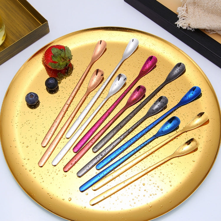 15cm 304 Stainless Steel Spoon Coffee Square Head Spoon Long Handle Mixing Spoon, Stainless Steel Color, Titanium Gold, Rose Gold, Titanium Black, Blue, Purple