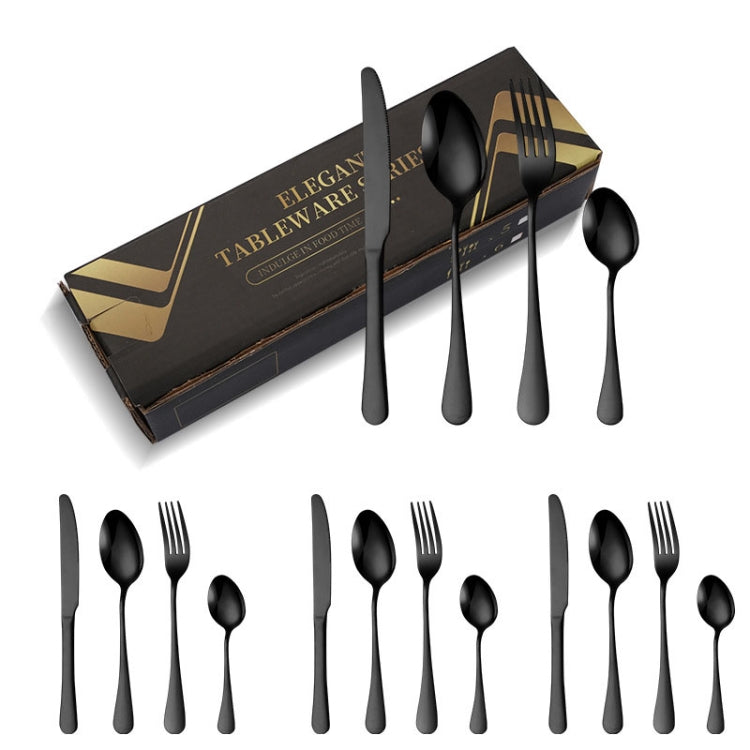 16pcs/set Carton Boxed Gold-Plated Stainless Steel Knife and Fork Set Western Cutlery, Stainless Steel Color, Gold, Rose Gold, Colorful, Black
