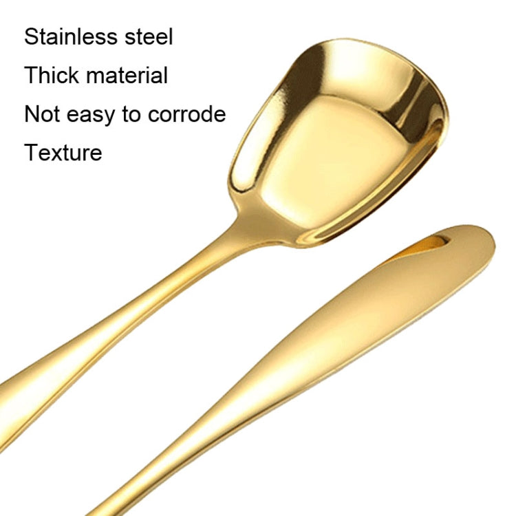 Small 304 Stainless Steel Spoon Glossy Thickened Flat Head Flat Bottom Serving Spoon, Stainless Steel Color, Titanium Gold, Rose Gold, Colorful, Black, Blue