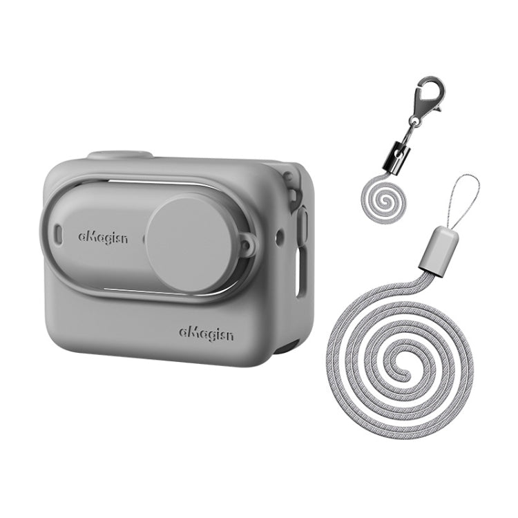 غطاء حماية من السيليكون AMagisn لكاميرا Insta360 GO 3 مع حبل تعليق