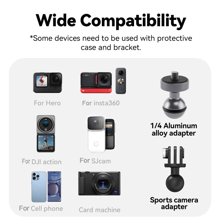 TELESIN Aluminum Alloy Crab Claw Handlebar Tube Clamp For Sports Camera Mobile Phones