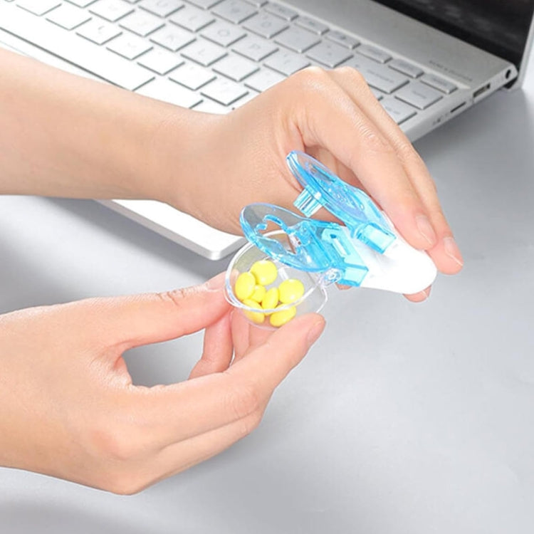 Portable Pill Taker Tablets Pills Blister Pack Opener Pills Box Case, Blue, Transparent