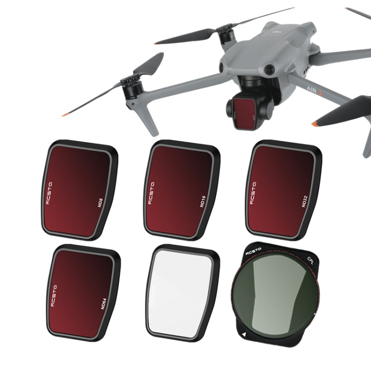 For DJI Air 3 RCSTQ Multi-Layer Coating Waterproof Filter, CPL, UV, ND-PL8, NDL-PL16, ND-PL32, ND-PL64, ND8/16/32/64 4-in-1, ND-PL8/16/32/64 4-in-1, ND4/8/16/32/64+UV+CPL 6 -in-1, ND-PL8/16/32/64 +UV +CPL 6-in-1
