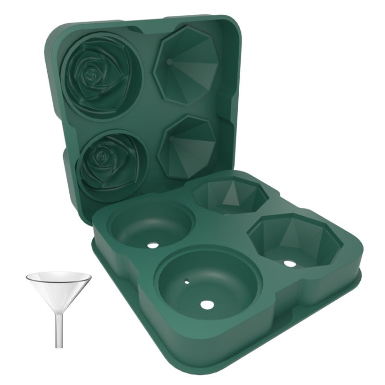 4-Holes Rose Diamond Shape Cocktail Ice Cube Molds Silicone Ice Ball Maker, Rose Shape (Grey), Rose Shape (Dark Green), Rose Shape (Black), Rose Shape (Black with Ice Clip), Rose Shape (Gray with Ice Clip), Rose Shape (Dark Green with Ice Clip)
