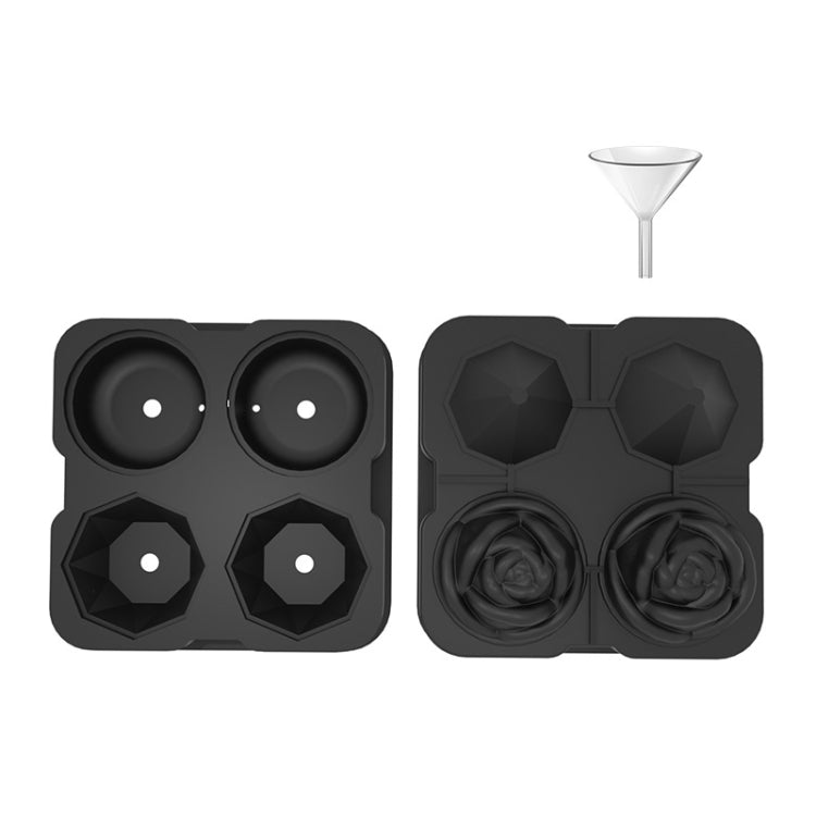 4-Holes Rose Diamond Shape Cocktail Ice Cube Molds Silicone Ice Ball Maker, Rose Shape (Grey), Rose Shape (Dark Green), Rose Shape (Black), Rose Shape (Black with Ice Clip), Rose Shape (Gray with Ice Clip), Rose Shape (Dark Green with Ice Clip)