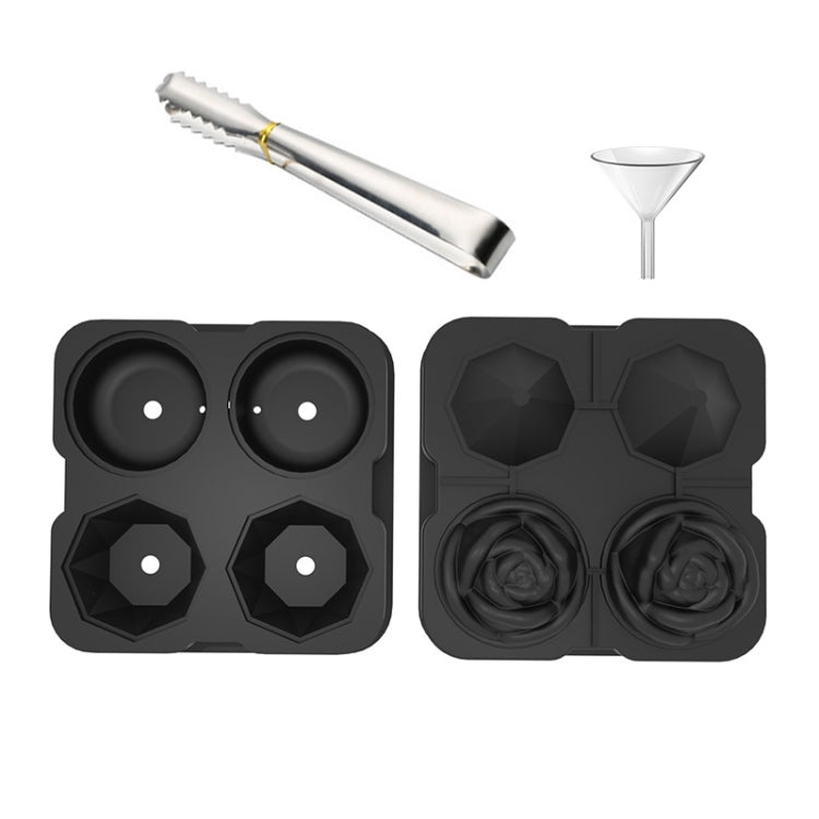 4-Holes Rose Diamond Shape Cocktail Ice Cube Molds Silicone Ice Ball Maker, Rose Shape (Grey), Rose Shape (Dark Green), Rose Shape (Black), Rose Shape (Black with Ice Clip), Rose Shape (Gray with Ice Clip), Rose Shape (Dark Green with Ice Clip)