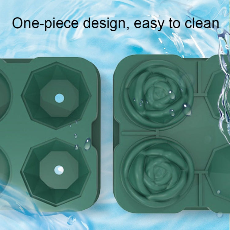 4-Holes Rose Diamond Shape Cocktail Ice Cube Molds Silicone Ice Ball Maker, Rose Shape (Grey), Rose Shape (Dark Green), Rose Shape (Black), Rose Shape (Black with Ice Clip), Rose Shape (Gray with Ice Clip), Rose Shape (Dark Green with Ice Clip)