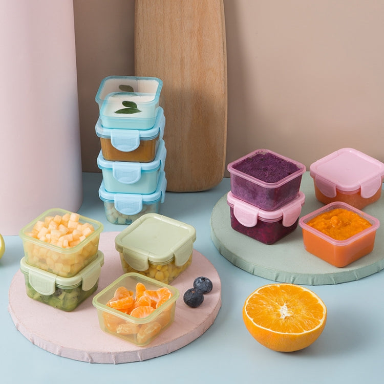 60ml Mini Fresh-Keeping Box Food Grade Thickened Sealed Baby Food Supplement Box, Taro Purple, Bud Green, Girly Pink, Fantastic Blue, Ivory White, Transparent Black Belt, Yellow