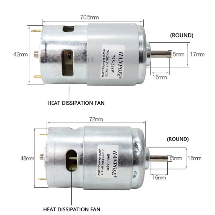 Durable Spindle DC Motor Lawn Mower Motor, HANPOSE 795-180W, HANPOSE 795-288W, HANPOSE 895-200W, HANPOSE 895-360W