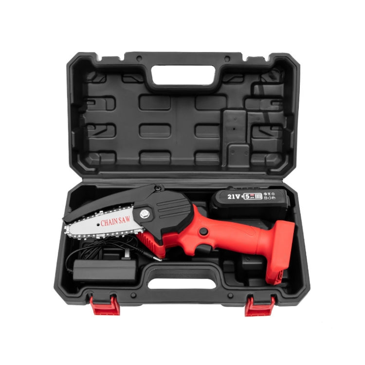 HILDA Rechargeable Cordless Mini Electrical Chain Saw Logging Tools Plastic Package, EU Plug With 1 Battery Red, US Plug With 1 Battery Red, EU Plug With 1 Battery Black, US Plug With 1 Battery Black
