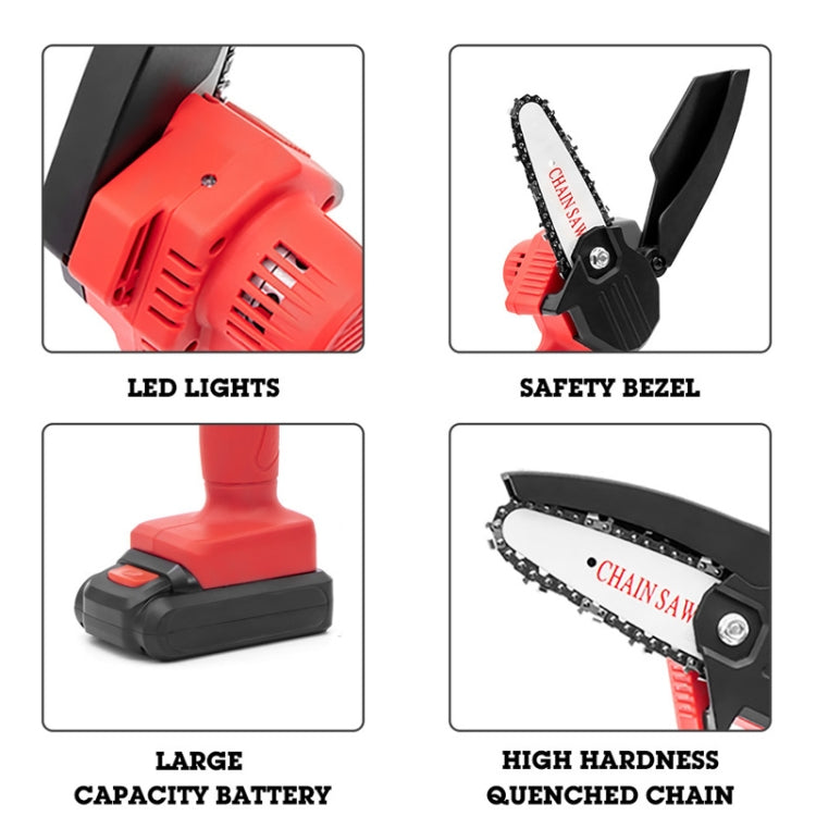 HILDA Rechargeable Cordless Mini Electrical Chain Saw Logging Tools Plastic Package, EU Plug With 1 Battery Red, US Plug With 1 Battery Red, EU Plug With 1 Battery Black, US Plug With 1 Battery Black