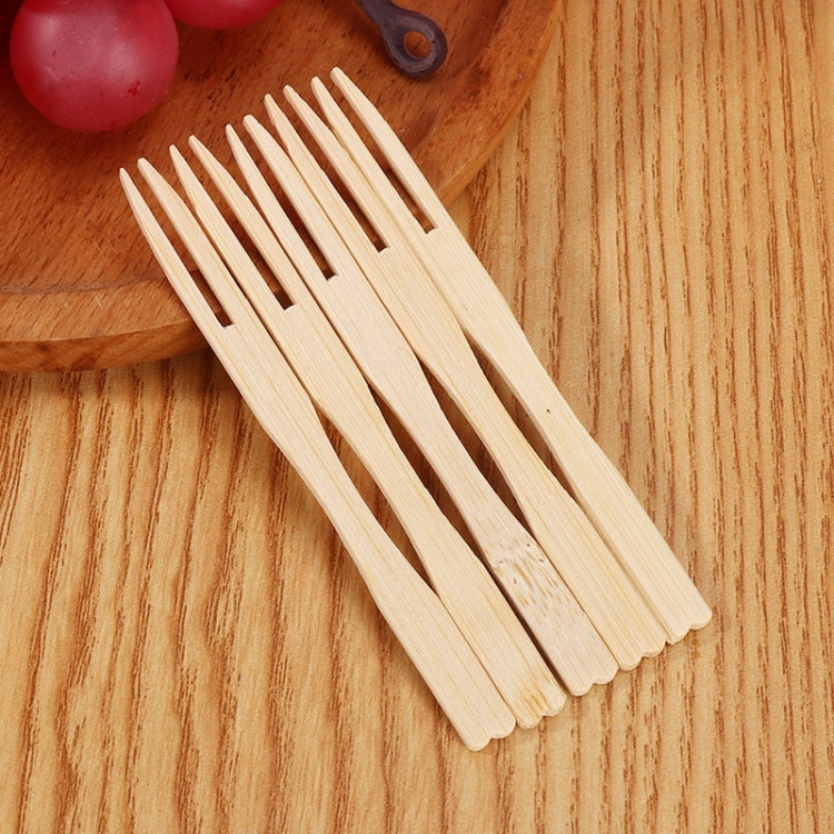 Bamboo Fruit Stick Disposable Two Tines Dessert Fork For Home Use, 100pcs /Can, 200pcs /Can