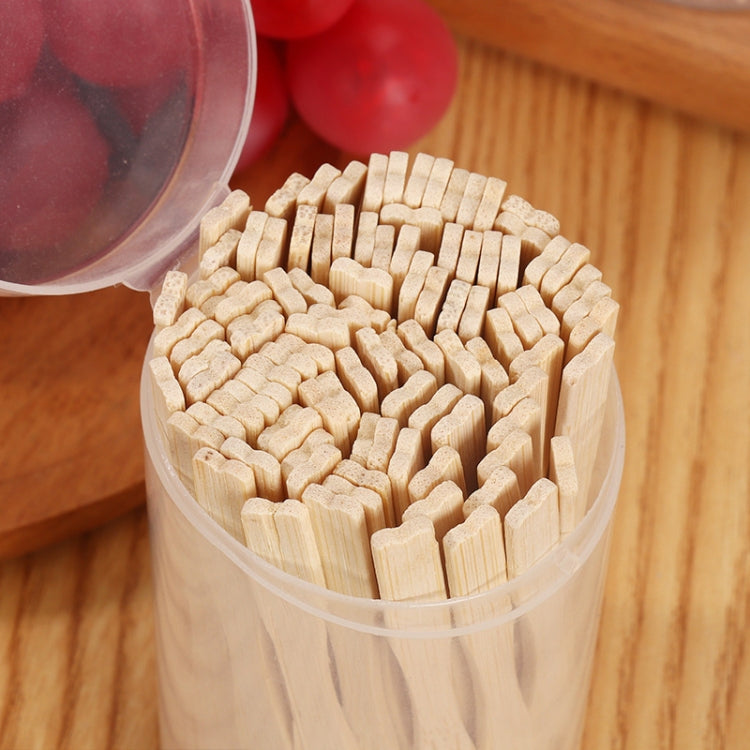 Bamboo Fruit Stick Disposable Two Tines Dessert Fork For Home Use, 100pcs /Can, 200pcs /Can