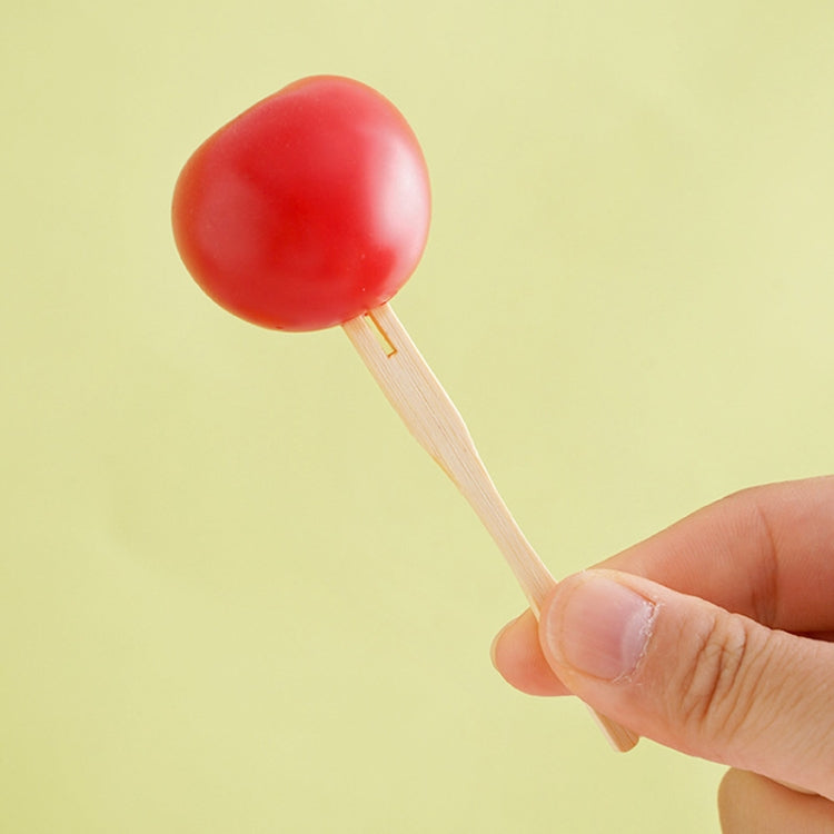 Bamboo Fruit Stick Disposable Two Tines Dessert Fork For Home Use, 100pcs /Can, 200pcs /Can
