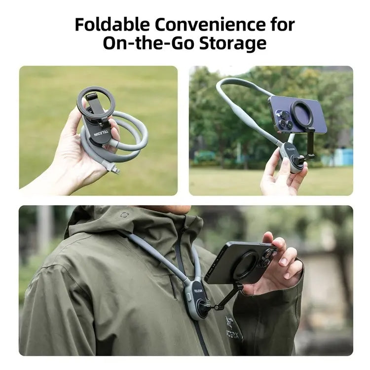 TELESIN Silicone Neck Mount Magnetic Selfie Stick Phone Neck Holder