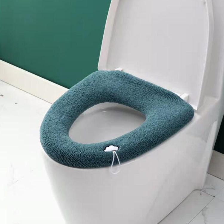 Universal Knitted Washable Toilet Pad Home Thickened Warm Toilet Cover, With Handle Pink, With Handle Gray, With Handle Blue, Flat Pink, Flat Gray, Flat Blue