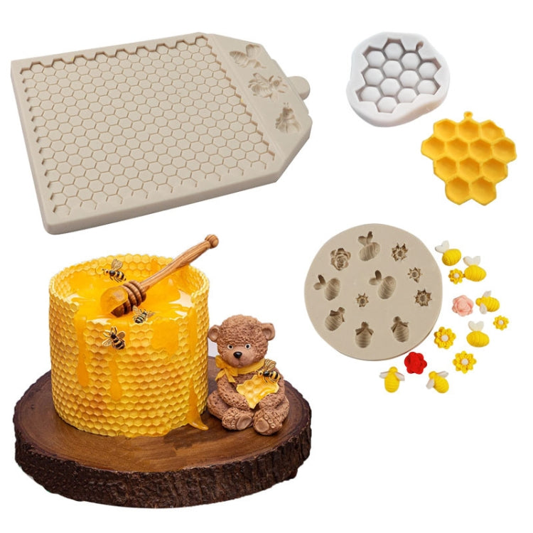 Honeycomb Block Textured Silicone Mold Bee Fondant Chocolate Cake Mold, Mk-2019 Light Gray, Mk-2340 Light Gray, Mk-2373 Pink, Mk-2373 Light Gray