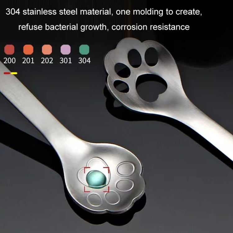 Stainless Steel Coffee Stirring Spoon Ice Cream Cartoon Cat Paw Spoon, Silver, Gold, Black, Slotted Spoon Silver, Slotted Spoon Rose Gold, Slotted Spoon Black