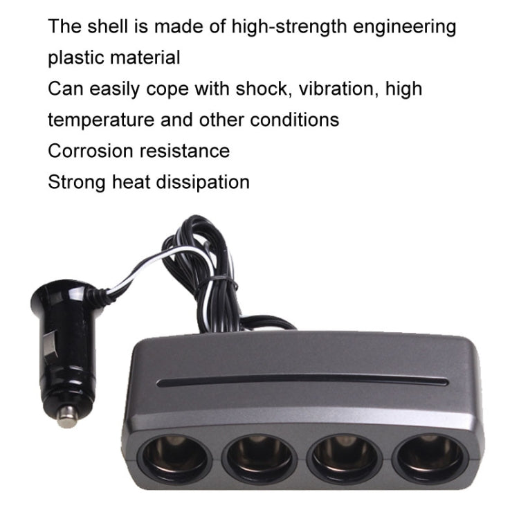 SHUNWEI SD-1906 Car 4 In 1 Power Distributors Cigarette Lighter Socket Car Charger, SD-1906