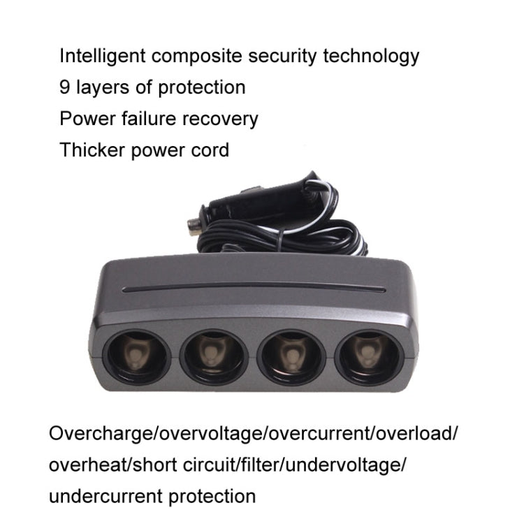 SHUNWEI SD-1906 Car 4 In 1 Power Distributors Cigarette Lighter Socket Car Charger, SD-1906