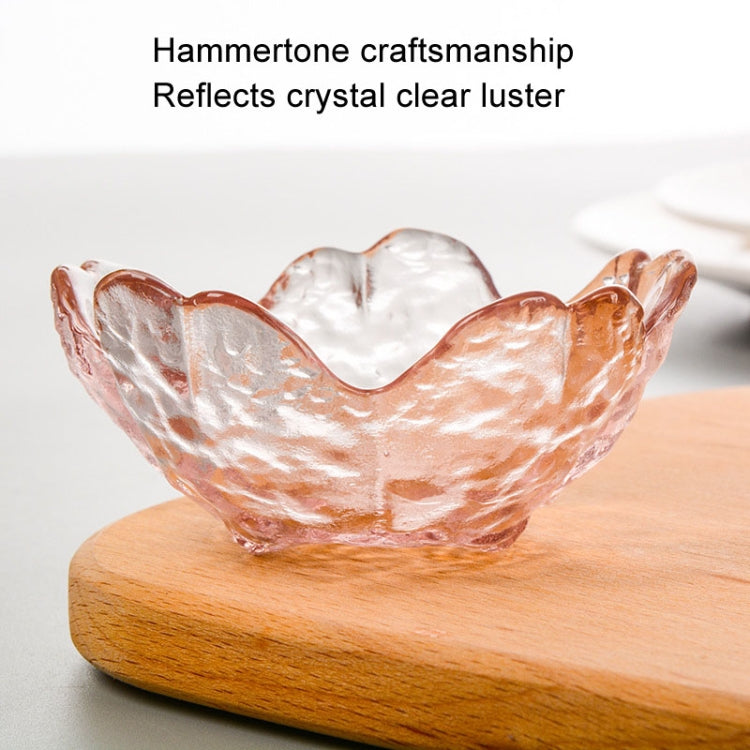 5pcs /Set Hammer Glass Cherry Blossom Dish House Sauce Plate Small Dish, Pink, Gold Edge Pink, Transparent