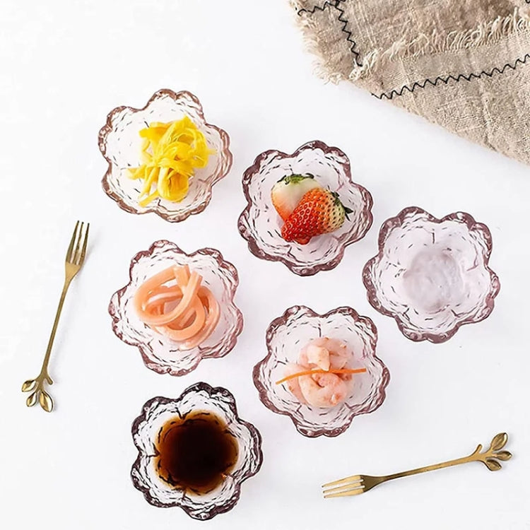 5pcs /Set Hammer Glass Cherry Blossom Dish House Sauce Plate Small Dish, Pink, Gold Edge Pink, Transparent