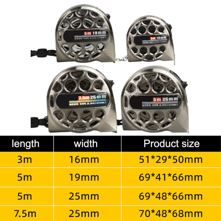 Hollow Steel Tape Measure Waterproof Rust Prevention Metal Ruler, 3M 16mm, 5M 19mm, 5M 25mm, 7.5m 25mm