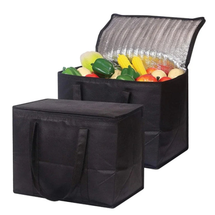 Non-Woven Bento Aluminum Foil Thermal Bag Takeaway Lunch Bag With Bottom Plate, 41x26x33cm