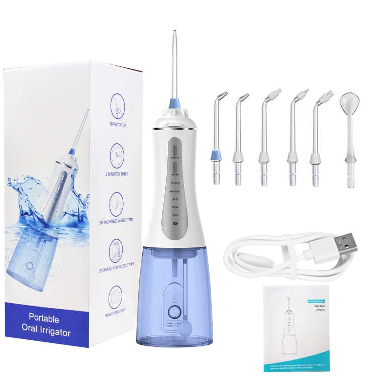350ML Water Tank Oral Irrigator Rechargeable 5 Gear Adustable Water Flosser, White+Gray Tank, Black +Gray Tank, White+Blue Tank, With Bracket White, With Bracket Black, With Bracket Black Gray
