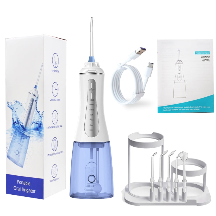 350ML Water Tank Oral Irrigator Rechargeable 5 Gear Adustable Water Flosser, White+Gray Tank, Black +Gray Tank, White+Blue Tank, With Bracket White, With Bracket Black, With Bracket Black Gray