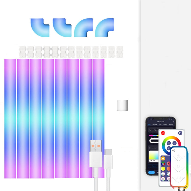 12V RGBIC Splicing Wall Light Intelligent Remote Control Indoor Decorative Ambient Lights, 4pcs+3 Corners Bluetooth, 8pcs+4 Corners Bluetooth, 4pcs+3 Corners WiFi, 8pcs+4 Corners WiFi