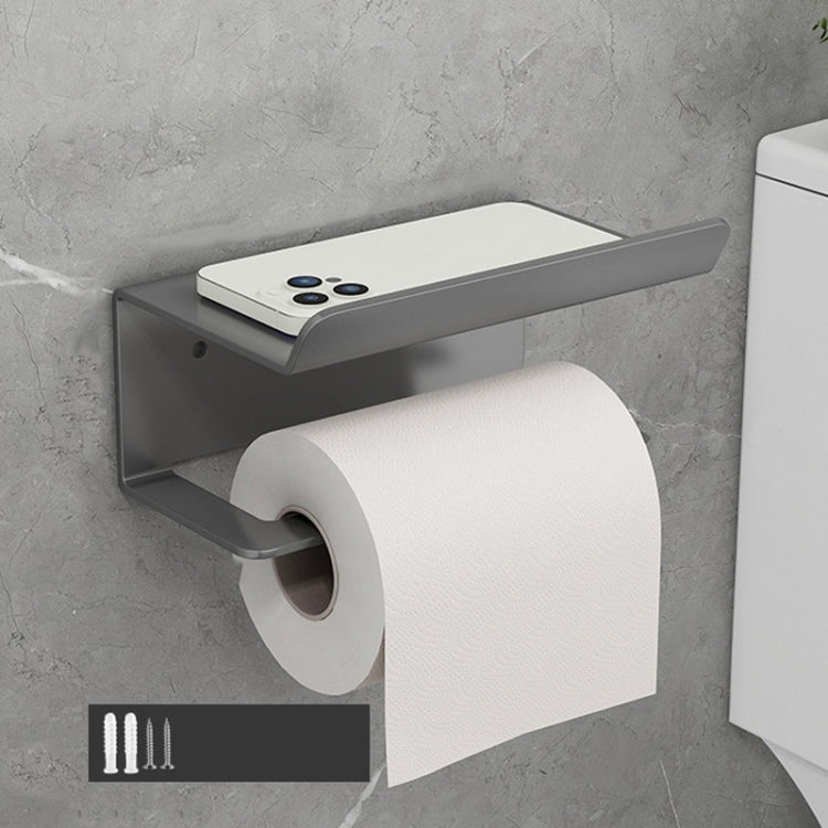 Stainless Steel Bathroom Roll Paper Holder No-Punch Cell Phone Storage Shelf, Phone Rack (White), Paper Rack (White), Phone Rack (Black), Paper Rack (Black), Phone Rack (Gray), Paper Rack (Gray)