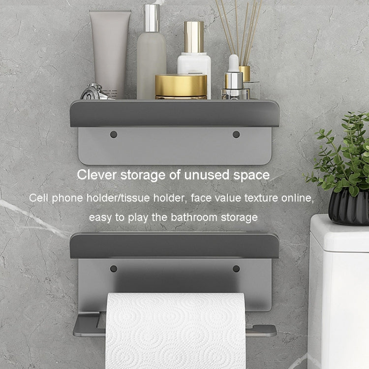 Stainless Steel Bathroom Roll Paper Holder No-Punch Cell Phone Storage Shelf, Phone Rack (White), Paper Rack (White), Phone Rack (Black), Paper Rack (Black), Phone Rack (Gray), Paper Rack (Gray)