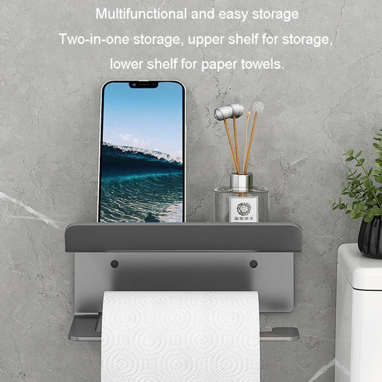 Stainless Steel Bathroom Roll Paper Holder No-Punch Cell Phone Storage Shelf, Phone Rack (White), Paper Rack (White), Phone Rack (Black), Paper Rack (Black), Phone Rack (Gray), Paper Rack (Gray)