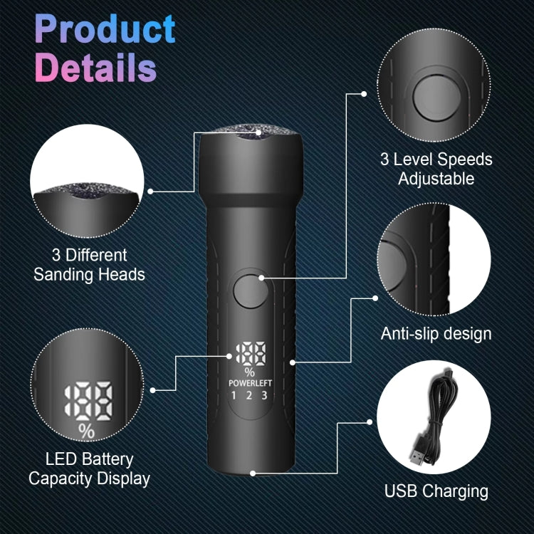 Electric Foot File Pedicure Kit Waterproof Feet Callus Remover, White, Kit 1 White, Kit 2 White, Matte Black, Kit 1 Black, Kit 2 Black