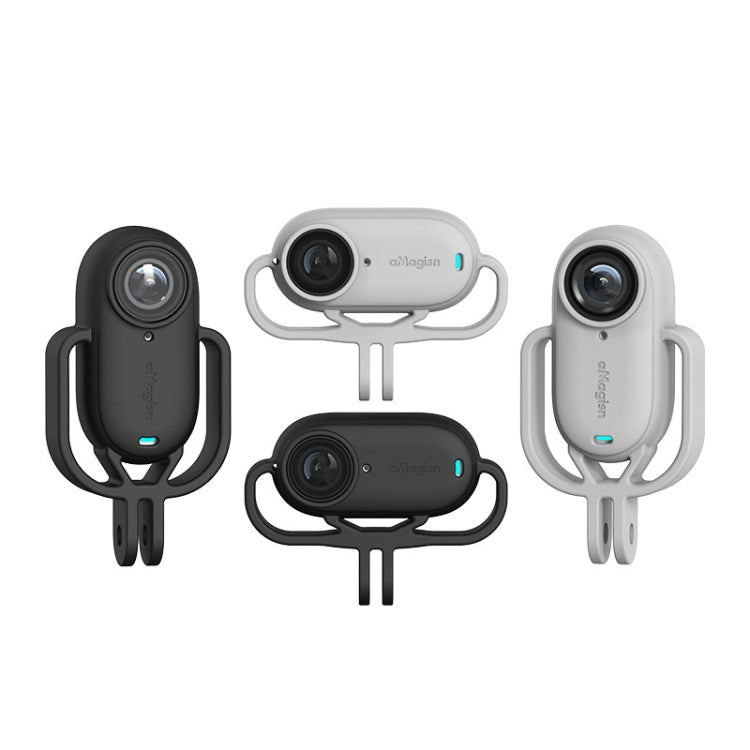 For Insta360 GO 3 AMagisn Silicone Case Camera Protective Accessories, Vertical Black