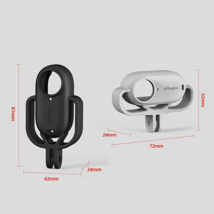 For Insta360 GO 3 AMagisn Silicone Case Camera Protective Accessories, Vertical Black