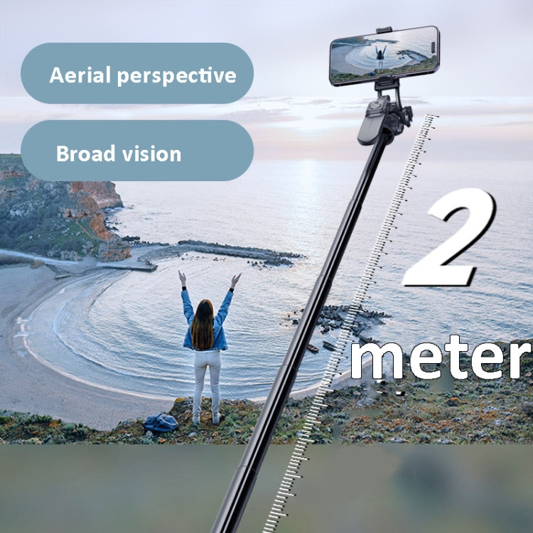 2m Metal Tripod Selfie Stick With 4 Expansion Interfaces for Phone Camera