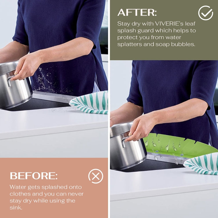 Leaf Shape Kitchen Sink Silicone Water Deflector Home Dishwashing Suction Cup Anti-splash Tools, Green, Yellow, White