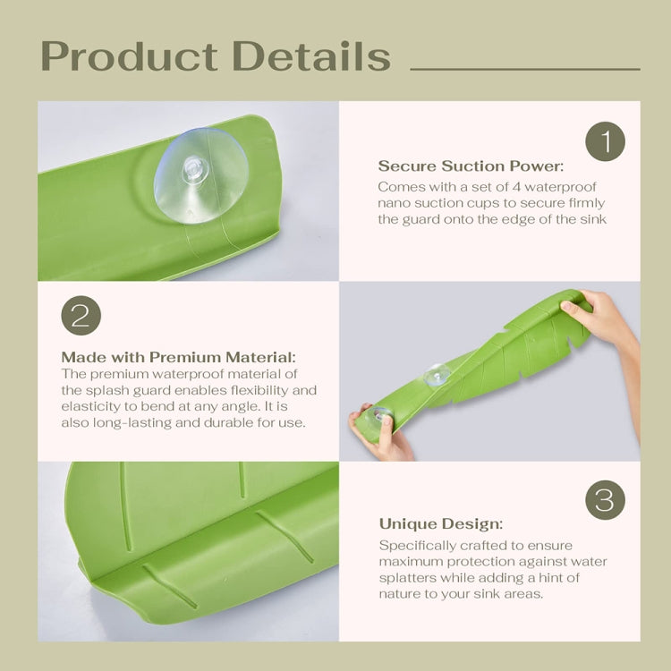 Leaf Shape Kitchen Sink Silicone Water Deflector Home Dishwashing Suction Cup Anti-splash Tools, Green, Yellow, White