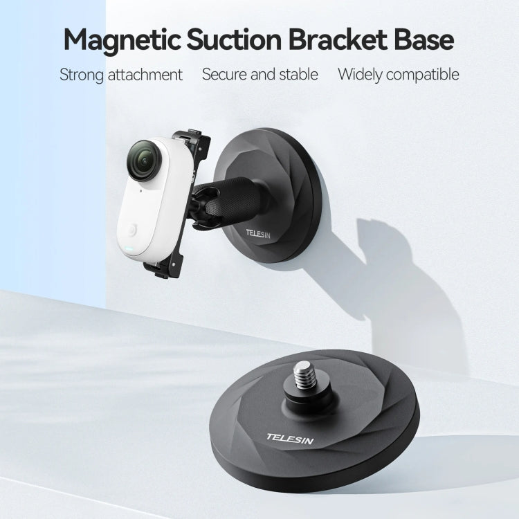 TELESIN Magnetic Base With 1/4 Inch Interface for DJI Pocket 3 / Insta360 Camera & Smart Phones, Without Suction Cup Base