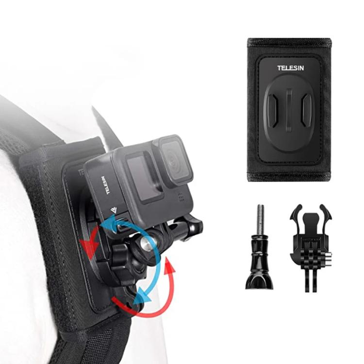 TELESIN Backpack Shoulder Strap Bracket Mount for GoPro Hero / Insta360 / SJCAM / DJI Action Accessories, Only Strap Mount, Set A, Set B