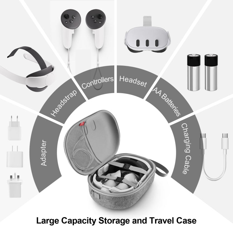 JYS-MQ018 For Apple Vision Pro / Meta Quest 3 VR Glasses Storage Bag Anti-fall and Anti-scrape Portable Bag