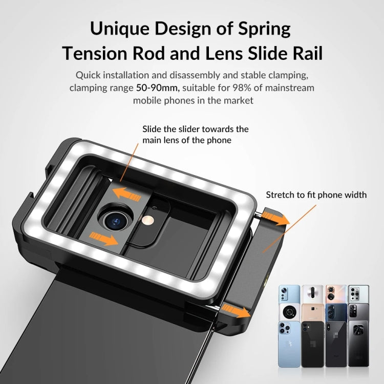 APEXEL  Multifunctional Fill Light Phone Clip With 1/4 Inch & M17 M37 Thread Tnterface