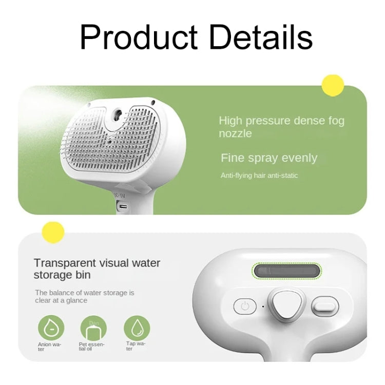 RK56 USB Charging Spray Pet Grooming Comb Cat and Dog Hair Removal Tool Pet Products, White, Pink, Green