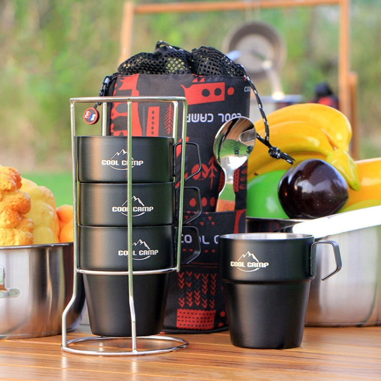 COOL CAMP CF-519 Outdoor Camping 304 Stainless Steel Coffee Cup Thermal Insulation Anti-Scald Double Vacuum Mugs